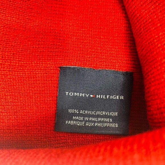 Tommy Hilfiger Men’s Beanie With Cuff And Top Knot Pom in Blue Red & White $42 - Picture 4 of 4